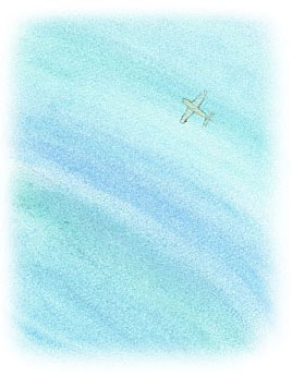 飛行機のジュースは空の色